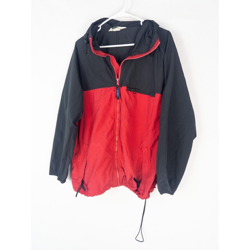 VTG LL Bean Jacket Mens L Color Block Full Zip Hooded Drawstring Logo Outdoor - Picture 3 of 8